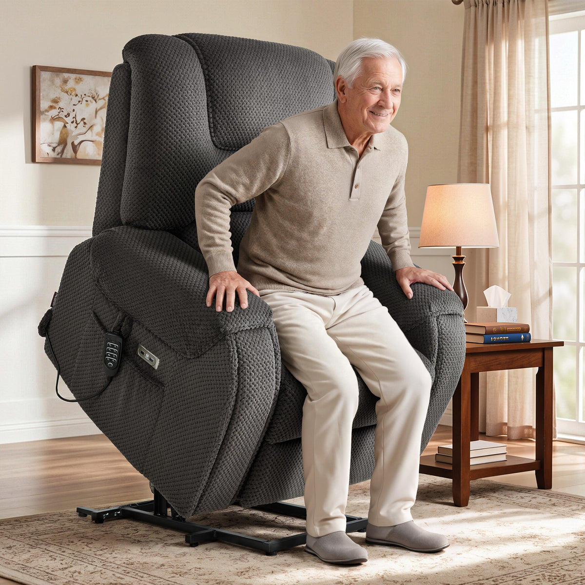 4-Motor Power Lift Recliner with Power Lumbar & Headrest R7558