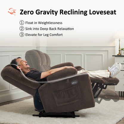Power Reclining Loveseat with Heat and Massage, Fabric 6314|6316M3
