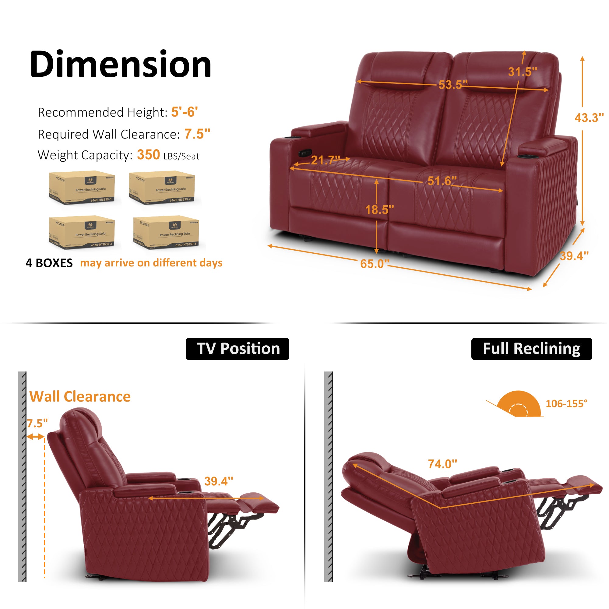 Power Reclining Loveseat,Home Theater Seating, HTS830
