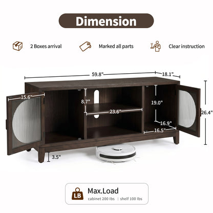Modern TV Stand for 65 Inch TV, 60 Inch Entertainment Center, TV325