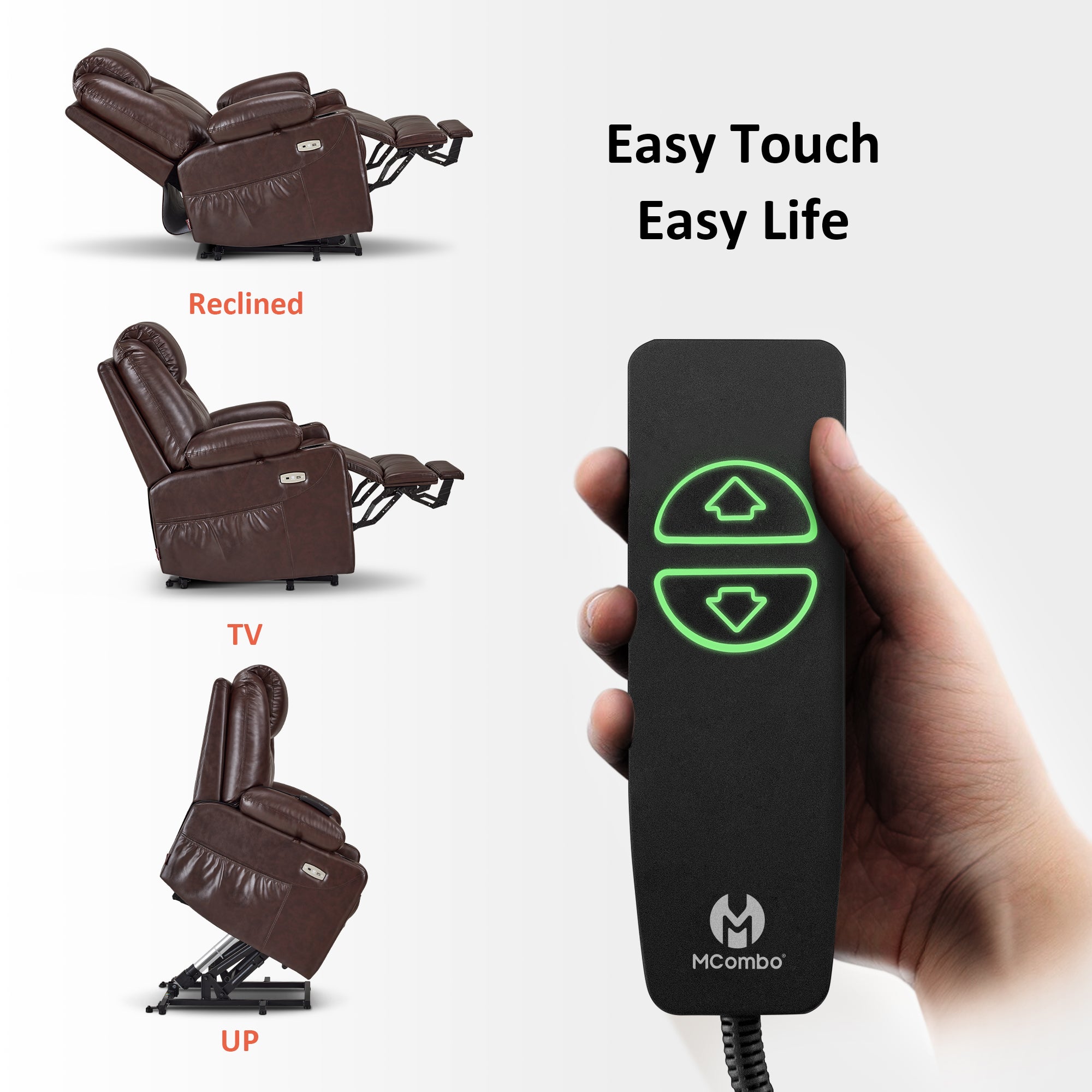 Power Lift Recliner Chair for Elderly, Massage and Heat, Faux Leather 7040|7516|7141|R7045|R7510