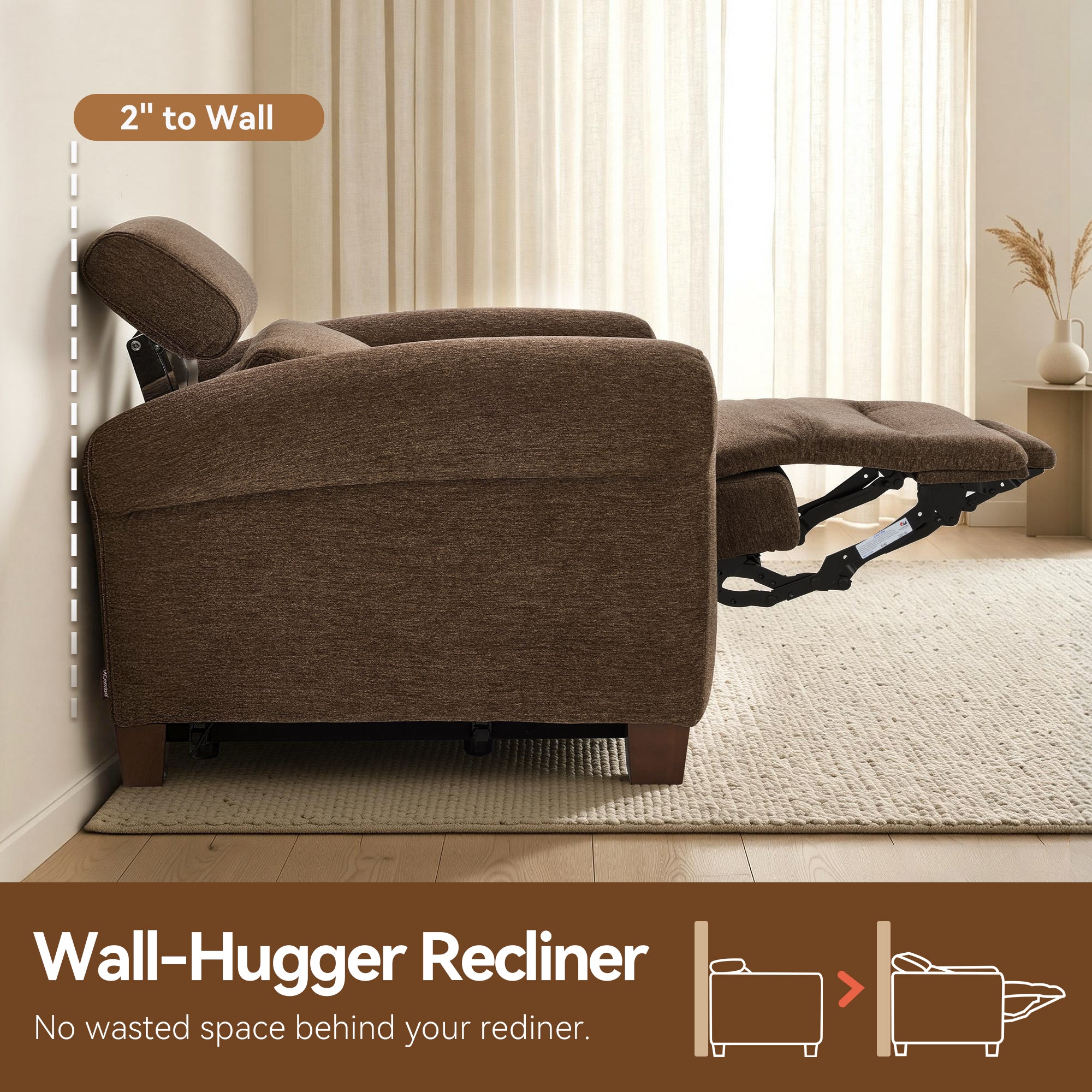 Wall Hugger Power Recliner Chair for Small Spaces, RV & Living Room HL164
