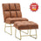MCombo Accent Chair with Ottoman, Hot-Stamping Club Chair With Golden Metal Legs, Lounge Sofa Couch for Living Reading Room Bedroom 4013