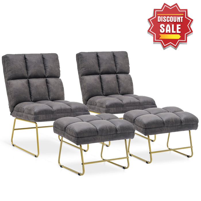 MCombo Accent Chair with Ottoman, Hot-Stamping Club Chair With Golden Metal Legs, Lounge Sofa Couch for Living Reading Room Bedroom 4013