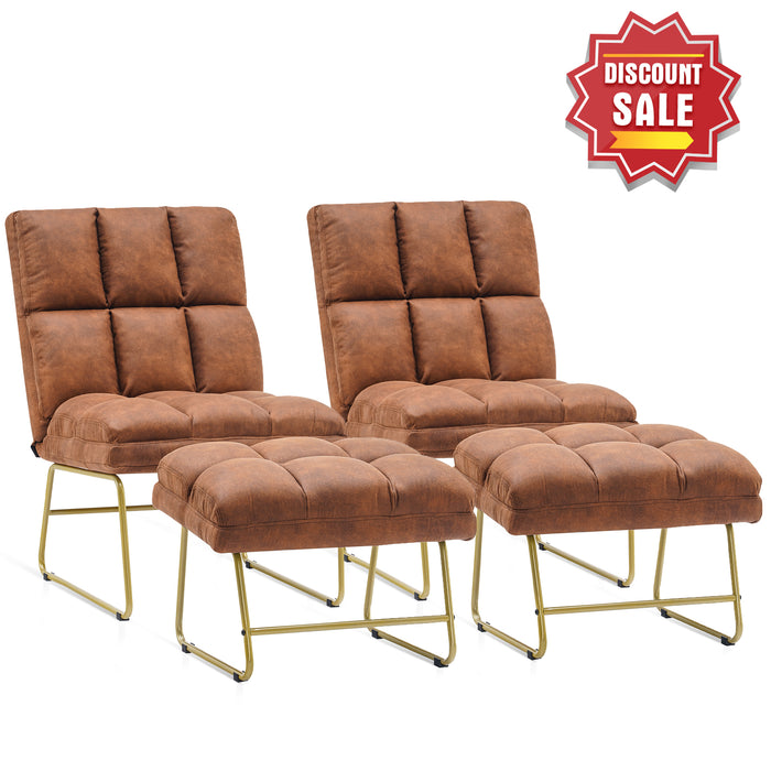 MCombo Accent Chair with Ottoman, Hot-Stamping Club Chair With Golden Metal Legs, Lounge Sofa Couch for Living Reading Room Bedroom 4013