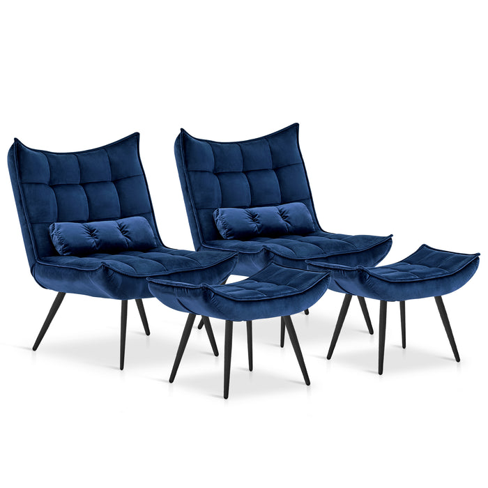 Gatwick modern velvet top chair with ottoman