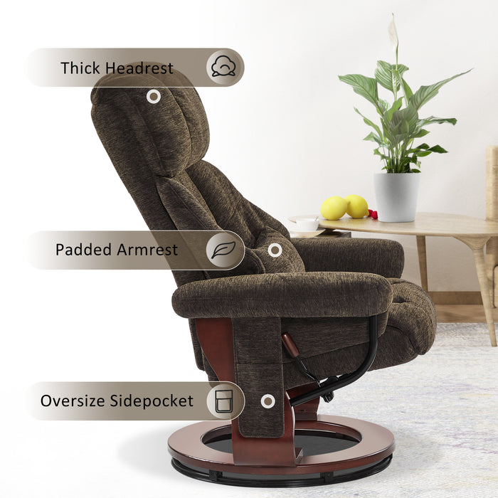 MCombo Swivel Recliner with Ottoman, Reclining Chair with Massage, Chenille Lounge Chair for Living Room Bedroom 4441