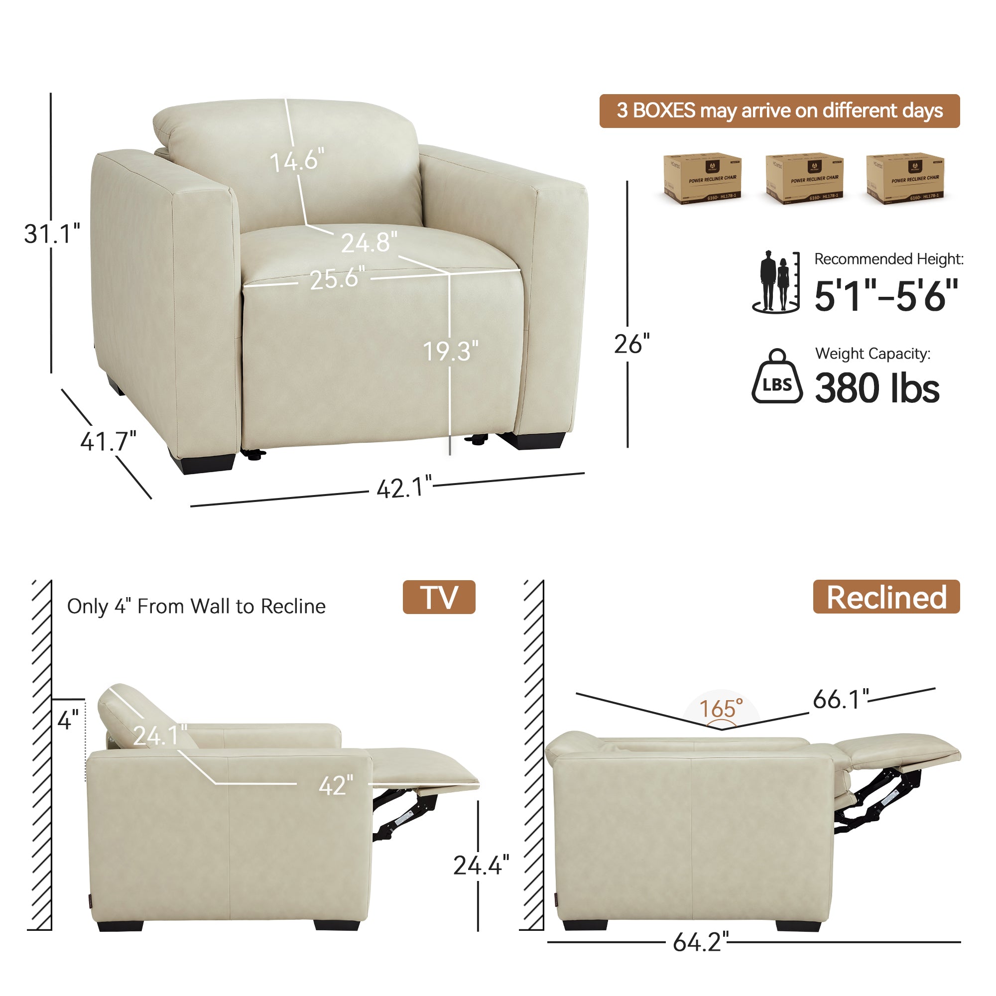Wall Hugger Zero Gravity Power Recliner, Faux Leather ST280