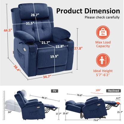Power Lift Recliner Chair, Triple Motor, Massage and Heat, Fabric 7661|7662|7664