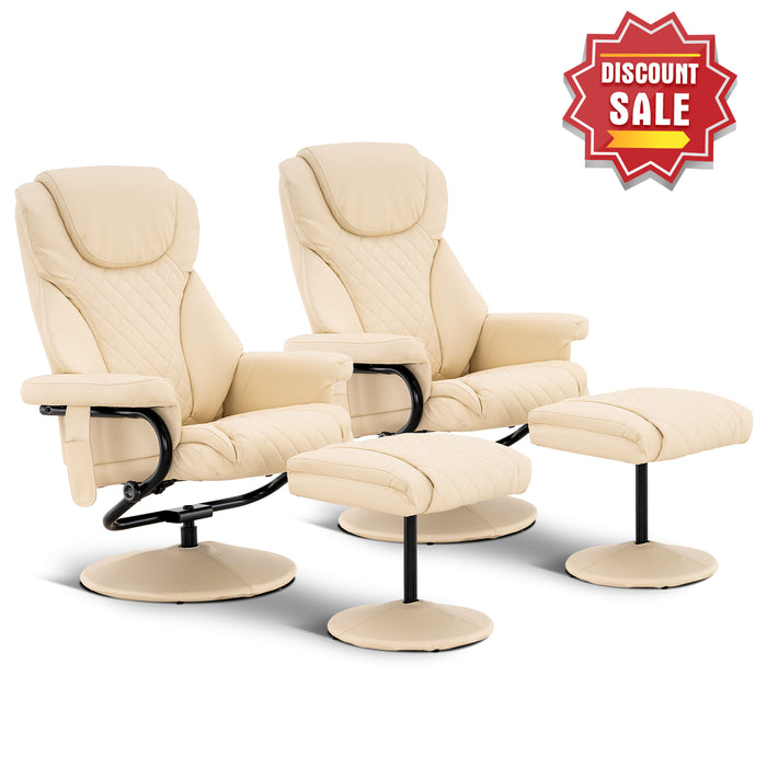 MCombo Recliner with Ottoman, Reclining Chair with Massage, 360 Swivel Living Room Chair Faux Leather, 4901