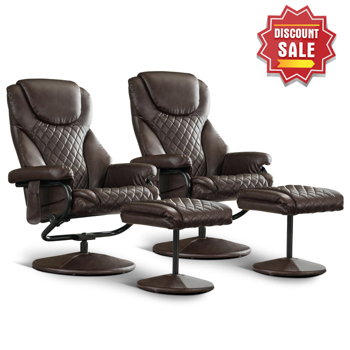 MCombo Recliner with Ottoman, Reclining Chair with Massage, 360 Swivel Living Room Chair Faux Leather, 4901