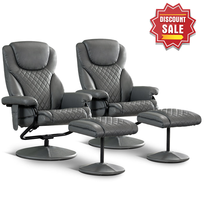 MCombo Recliner with Ottoman, Reclining Chair with Massage, 360 Swivel Living Room Chair Faux Leather, 4901