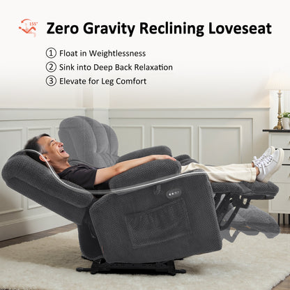 Power Reclining Loveseat with Heat and Massage, Fabric 6314|6316M3