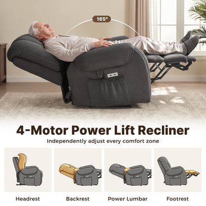 4-Motor Power Lift Recliner with Power Lumbar & Headrest R7558