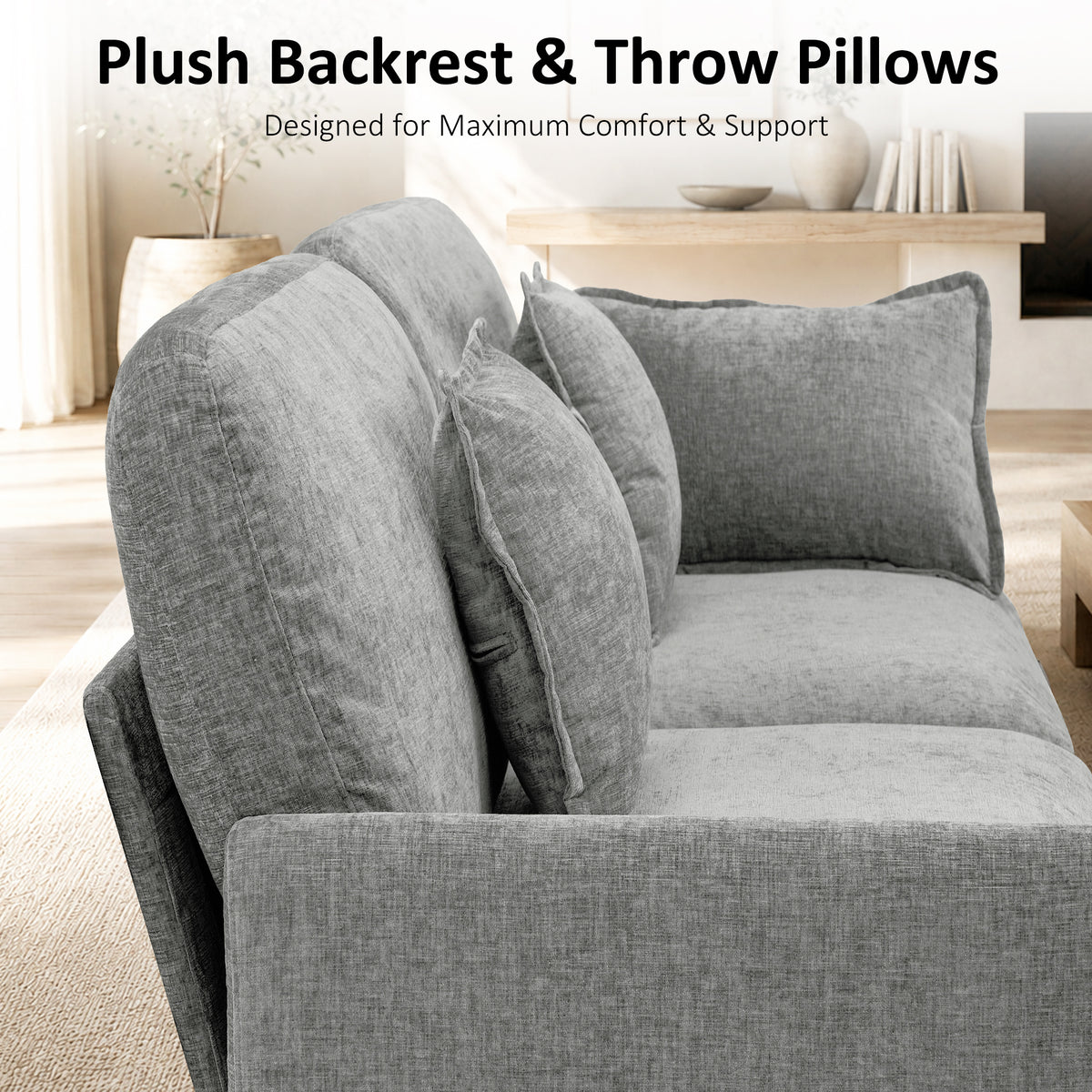 Loveseat Sofa Couch with Chaise Ottoman, L-Shaped Modular Sectional Sofa, SF068