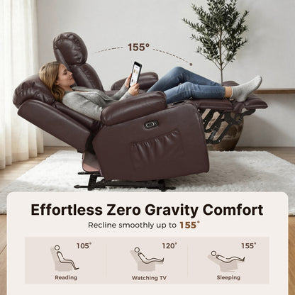 Power Reclining Loveseat with Console, Heat and Massage, Faux leather 6095