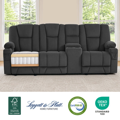 92 in 3 Seater Reclining Sofa with Storage Console 6034M4