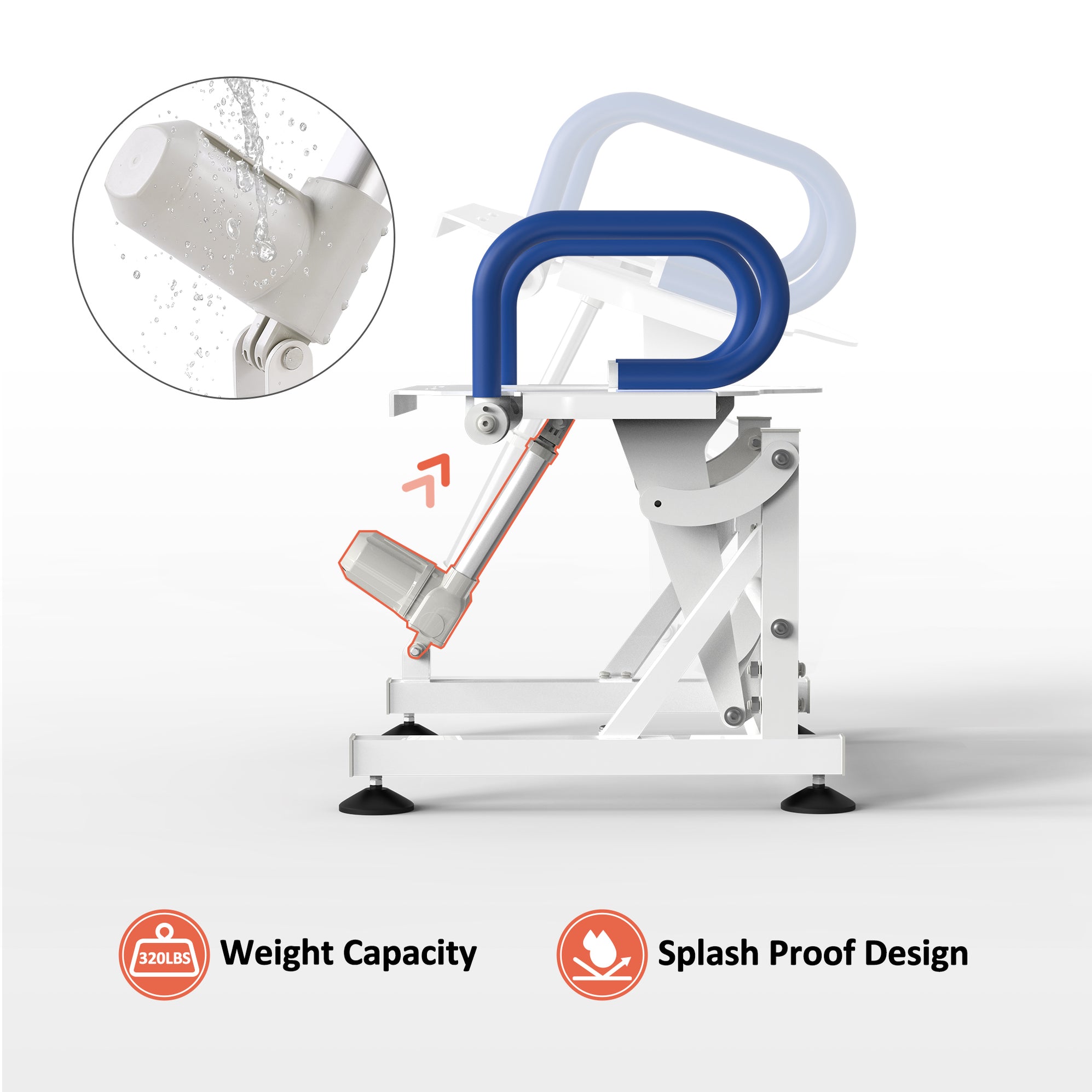 Electric Toilet Seat Lift with Padded Arms for Elderly and Disa