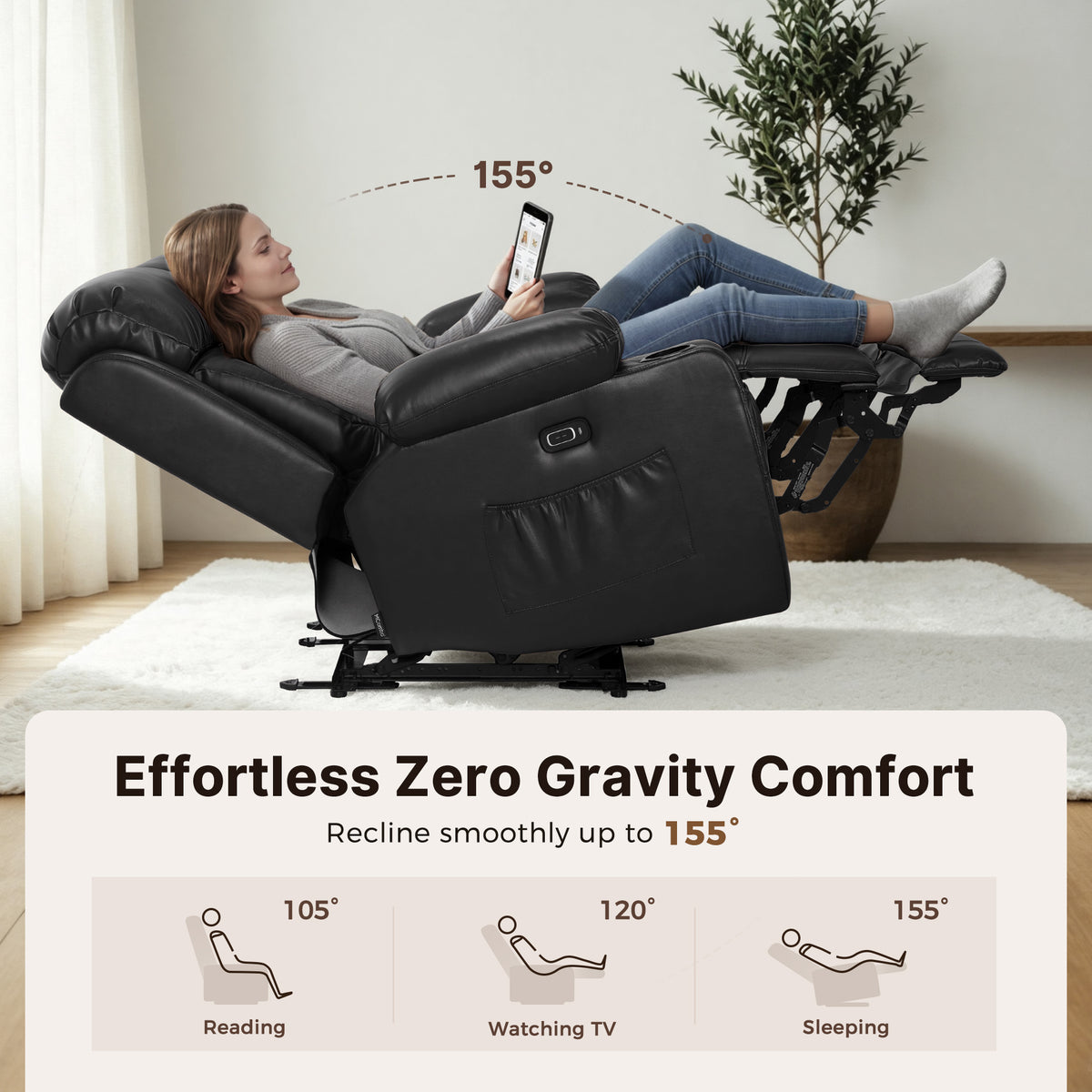 61 in Power Reclining Loveseat with Heat and Massage 6075