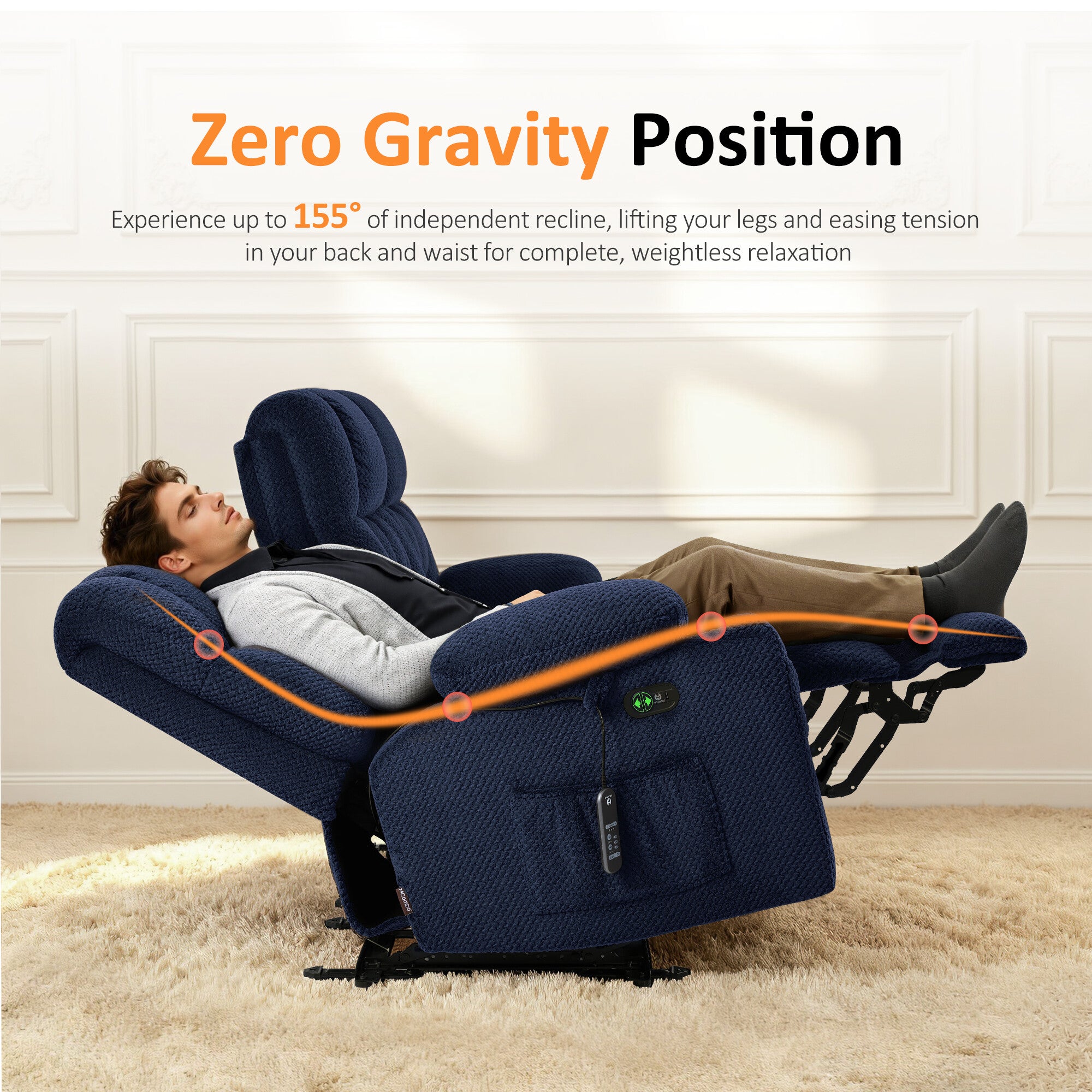 Power Reclining Loveseat with Heat and Massage, Fabric RS6314