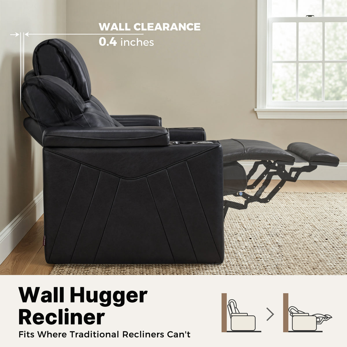 Wall Hugger Recliner Chair for RV, Theater Seating, HTS859
