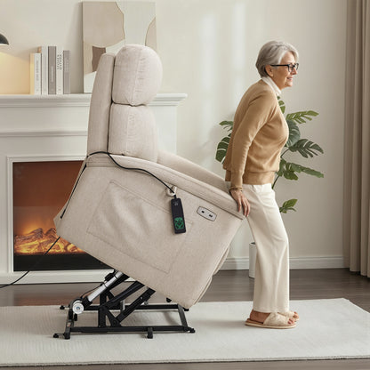 Power Lift Recliner Chair for Elderly, Massage and Heat, Fabric R7605