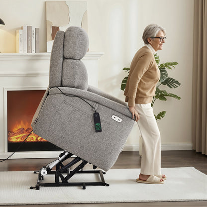 Power Lift Recliner Chair for Elderly, Massage and Heat, Fabric R7605