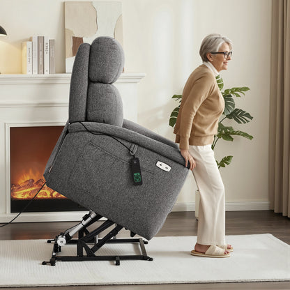 Power Lift Recliner Chair for Elderly, Massage and Heat, Fabric R7605