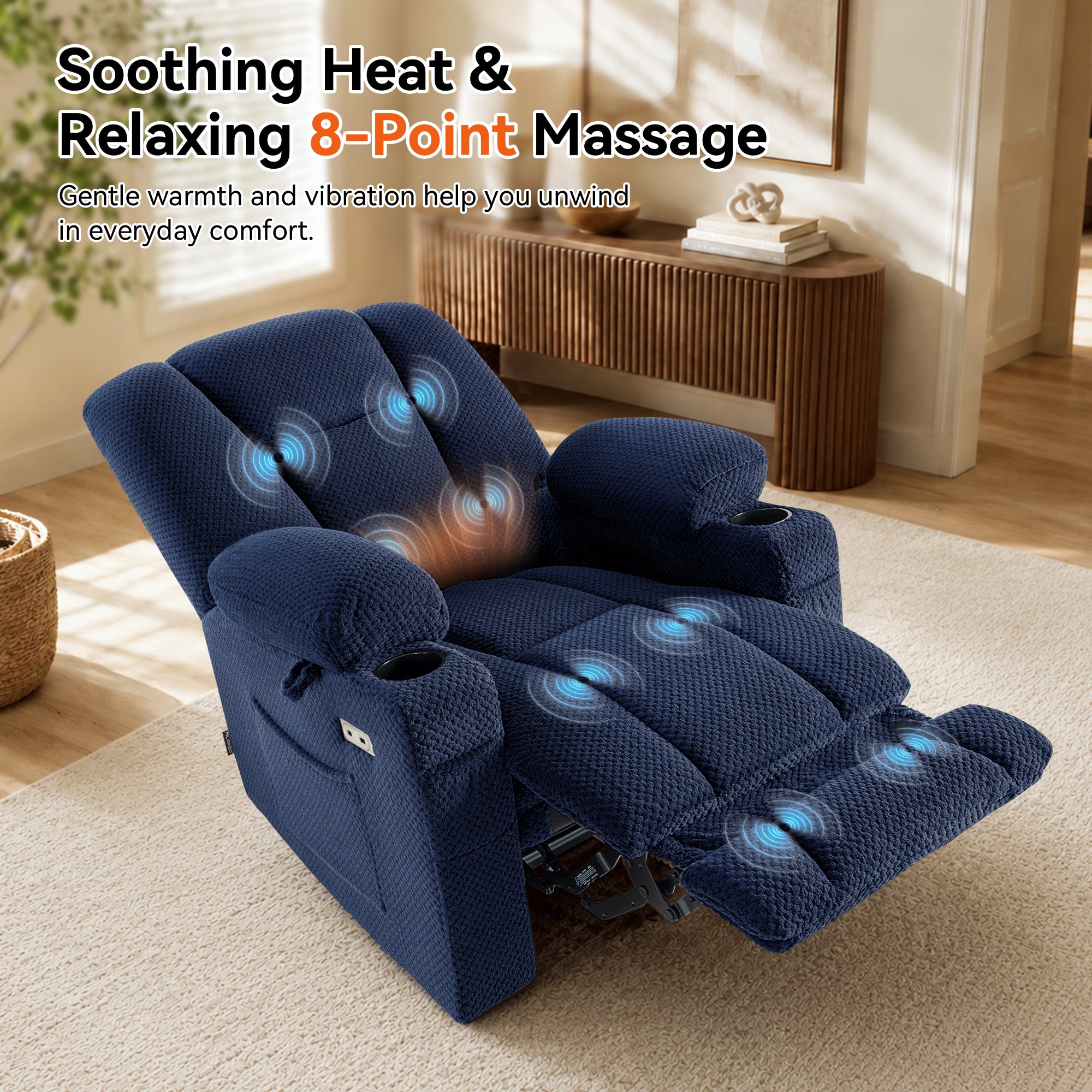 Power Recliner Chair with Massage and Heat, Fabric 8015|8017
