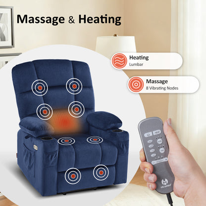 Power Lift Recliner Chair for Elderly, Dual Motor, Massage and Heat, Fabric 7680|7679|R7688|R7677