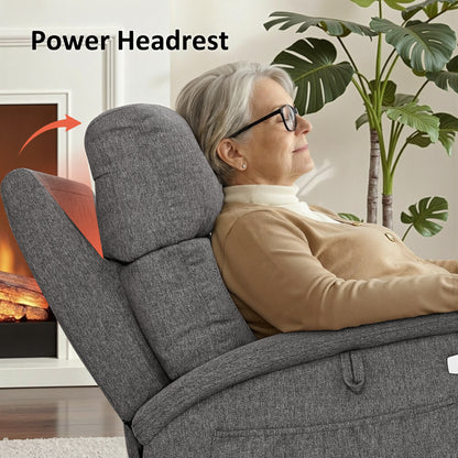 Power Lift Recliner Chair for Elderly, Massage and Heat, Fabric R7605