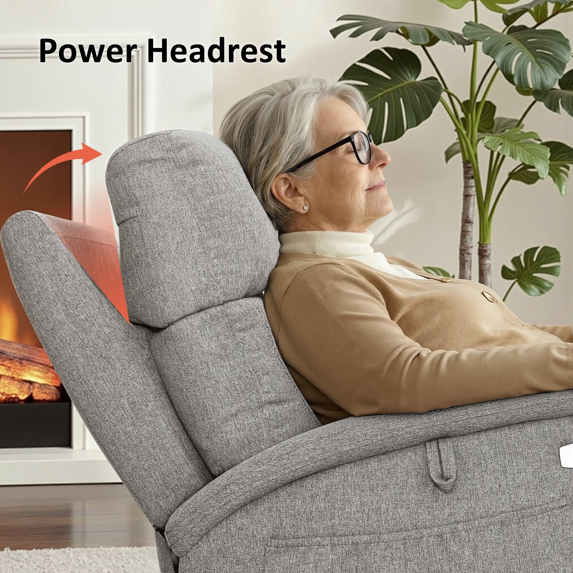 Power Lift Recliner Chair for Elderly, Massage and Heat, Fabric R7605