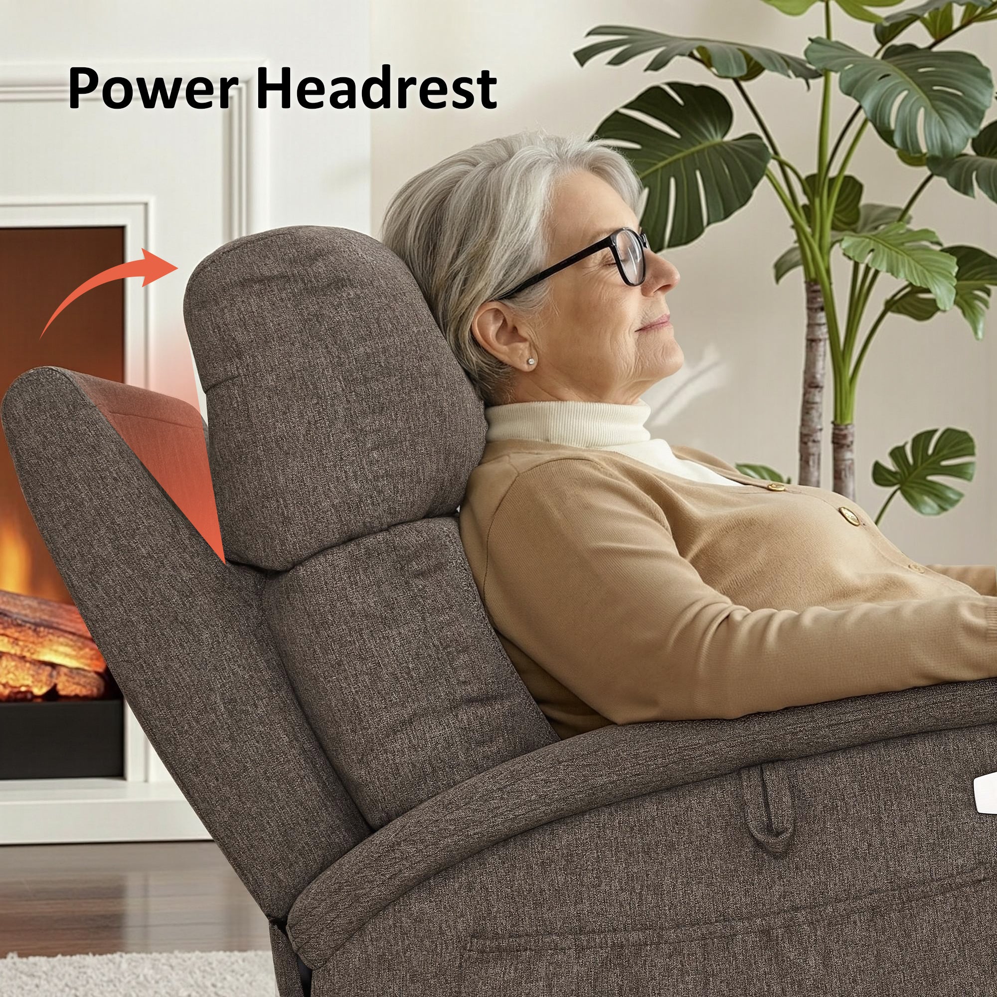 Power Lift Recliner Chair for Elderly, Massage and Heat, Fabric R7605