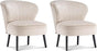 Mcombo Modern Accent Chair, Velvet Tufted Wingback Club Chairs, Leisure Upholstered Side Chair with Wood Legs, Comfy Shell Chair Vanity Chair for Living Room Bedroom Reception 4720