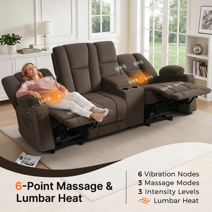 92 in 3 Seater Reclining Sofa with Storage Console 6034M4
