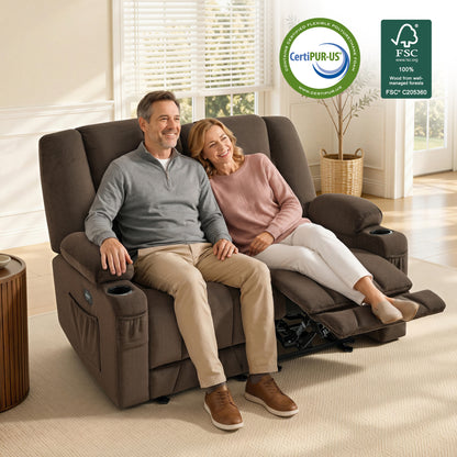 58 in Reclining Loveseat Recliner with Heat & Massage 6034M1