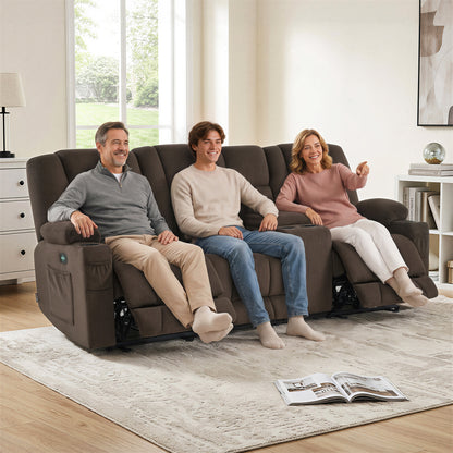 92 in 3 Seater Reclining Sofa with Storage Console 6034M4