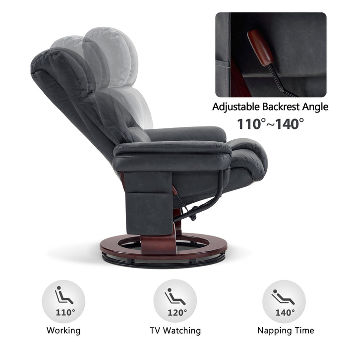 MCombo Swivel Recliners with Ottoman, Reclining TV Chairs with Vibration Massage, Faux Leather Ergonomic Lounge Chair for Living Room Bedroom 4832