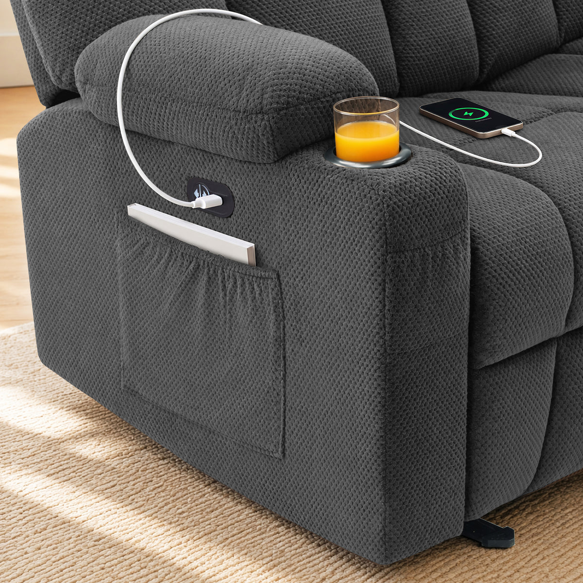 58 in Reclining Loveseat Recliner with Heat & Massage 6034M1