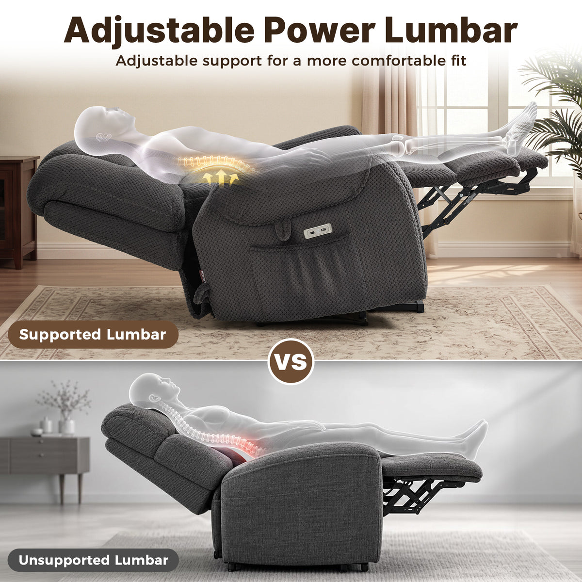 4-Motor Power Lift Recliner with Power Lumbar & Headrest R7558