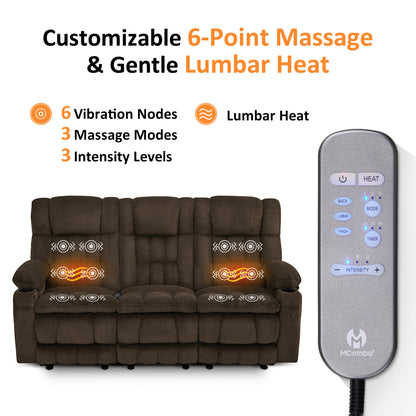 Power Reclining Loveseat with Heat and Massage, Fabric RS6314