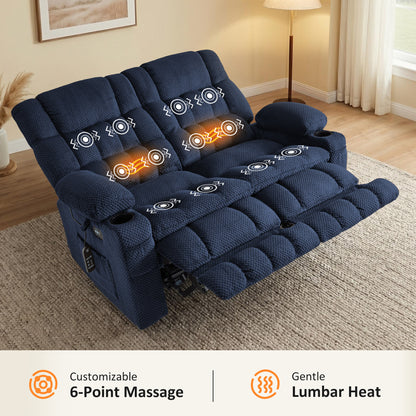 Power Reclining Loveseat with Heat and Massage, Fabric 6314|6316M3