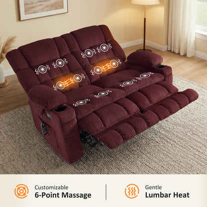 Power Reclining Loveseat with Heat and Massage, Fabric 6314|6316M3
