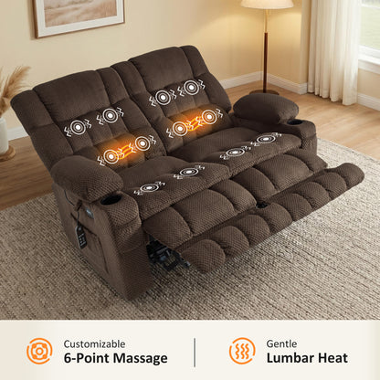 Power Reclining Loveseat with Heat and Massage, Fabric 6314|6316M3
