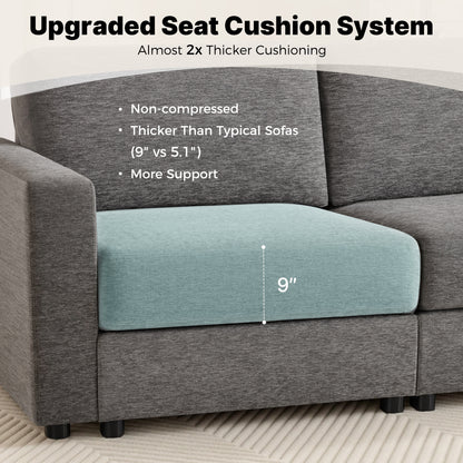 Oversized Sectional Sofa with 26" Deep Seat, Storage Ottoman, Pet-Friendly Fabric S6366
