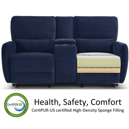 Power Reclining Loveseat with Console and Adjustable Headrest, Wall Hugger, 6926