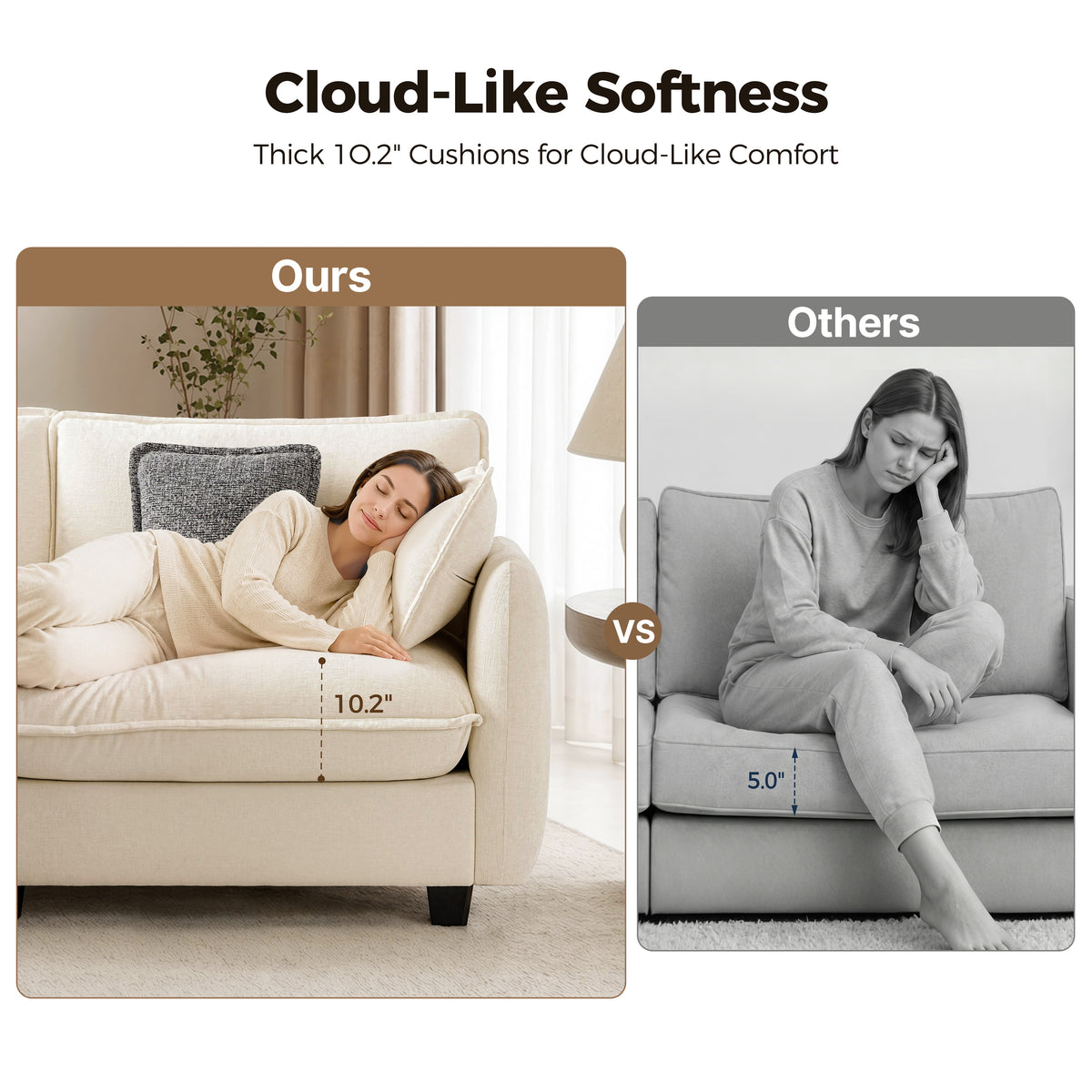 Oversize Sectional Sofa with Ottoman, Cloud Couch 0701