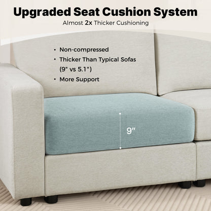 Oversized Sectional Sofa with 26" Deep Seat, Storage Ottoman, Pet-Friendly Fabric S6366