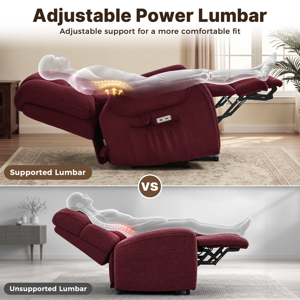 4-Motor Power Lift Recliner with Power Lumbar & Headrest R7558