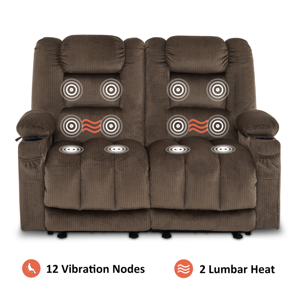 MCombo Electric Reclining Loveseat Sofa with Heat and Massage, Fabric — Mcombo